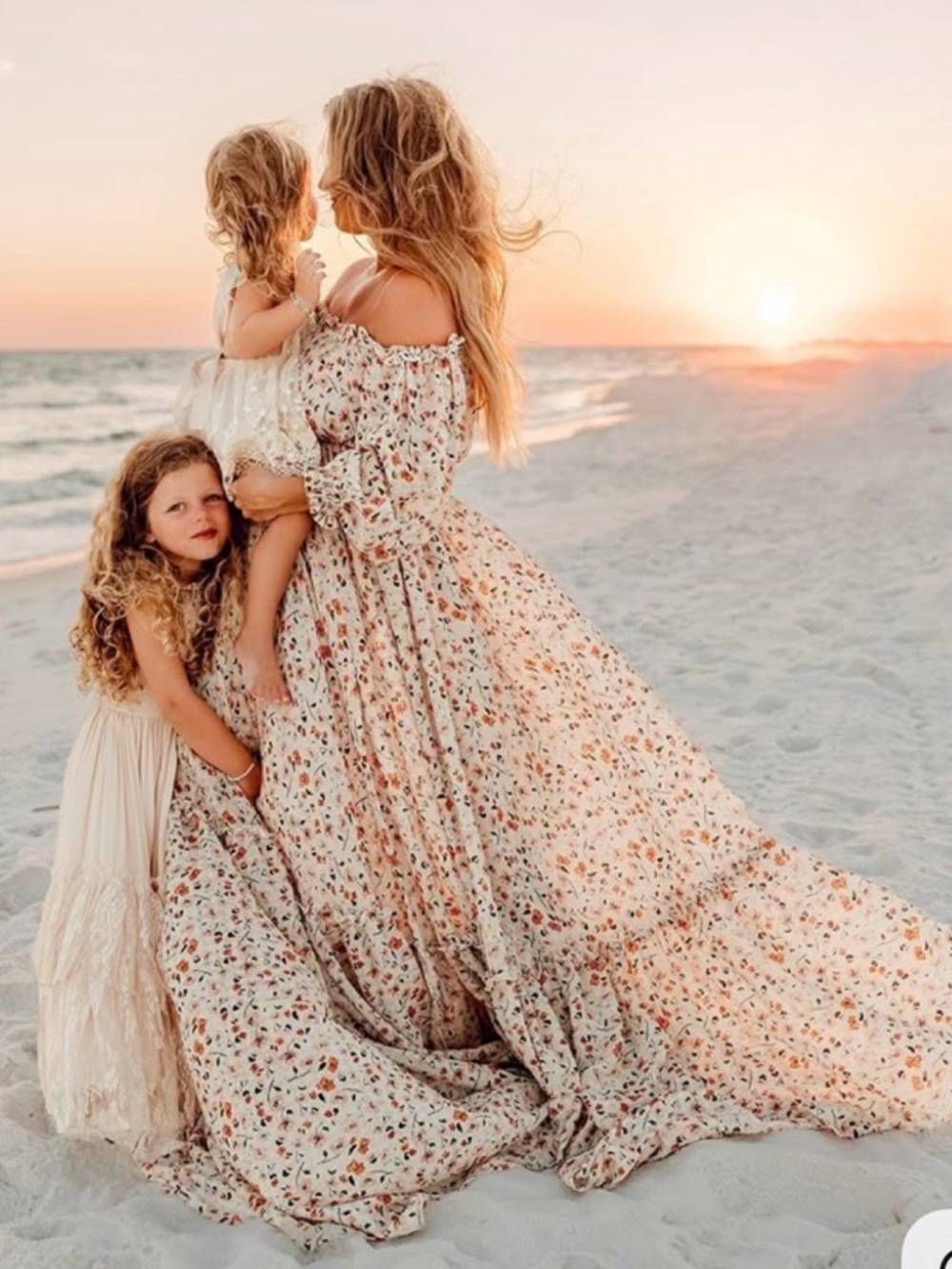 Floral Off-Shoulder Maxi Dress in Soft Cream